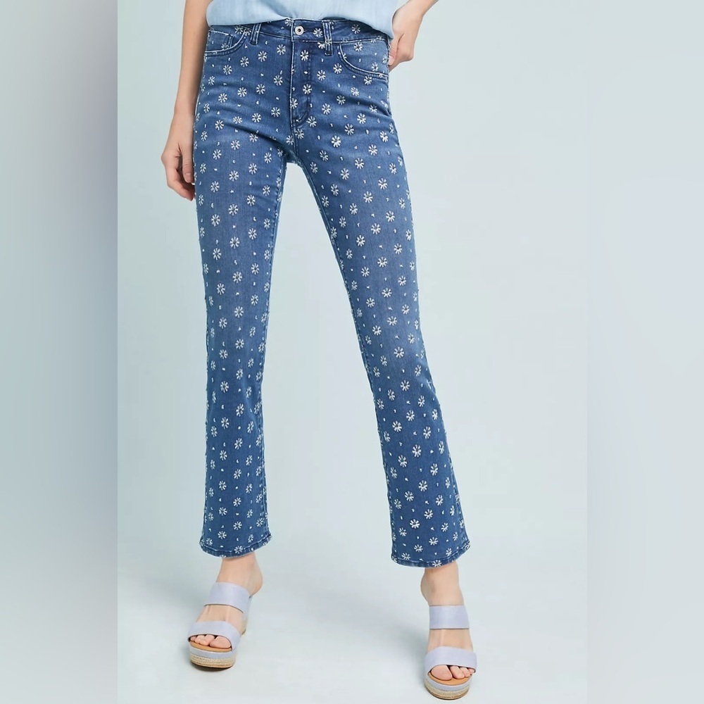 Pilcro Embroidered High-Rise Cropped Bootcut Jeans size 28